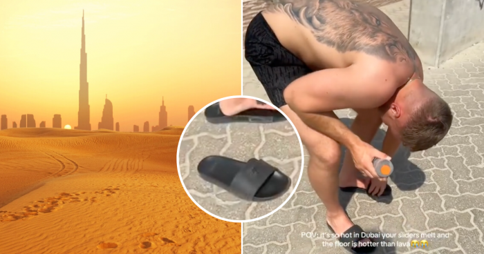 WATCH: A Man’s Slippers Melted In Dubai’s Heat