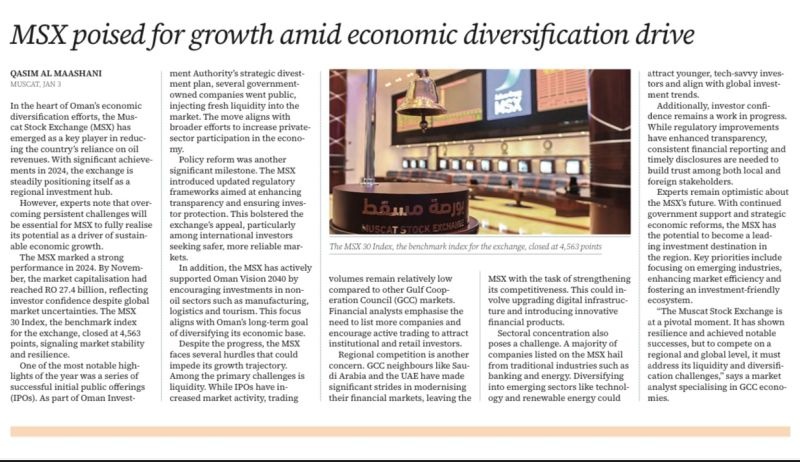 Muscat Stock Exchange trading floor, Oman, investors, market activity, MSX 30 Index rise