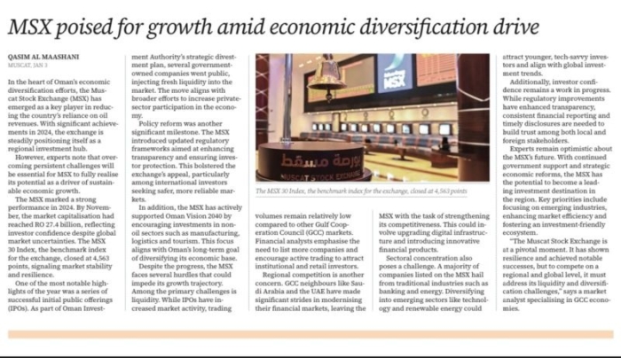 Muscat 30 Index Climbed as Trading Buzzed