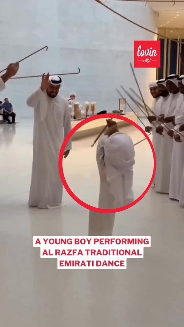 A Young Boy Performing Al Razfa Traditional Emirati Dance