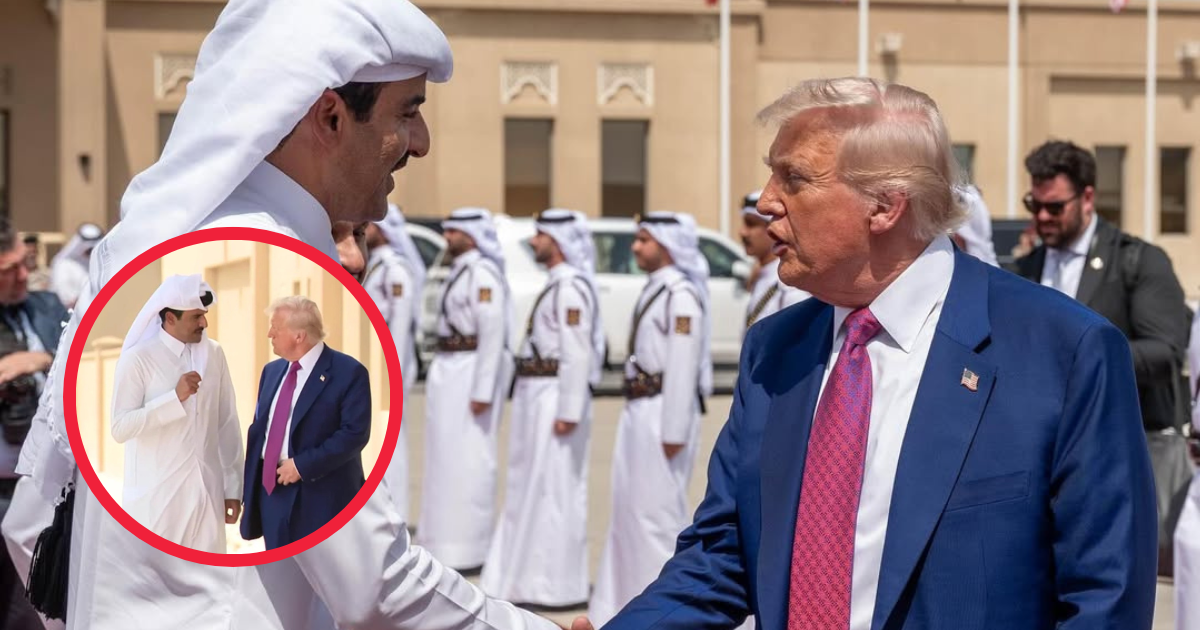 U.S president donald trump and h.h. sheikh tamim shaking hands as he bids him farewell